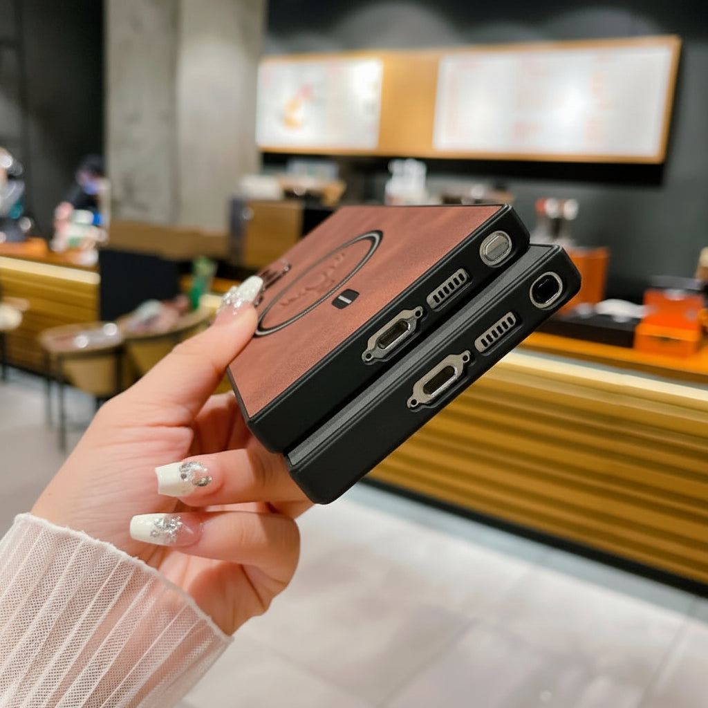 Christmas Deer Leather MagSafe Case for Samsung S26 Series